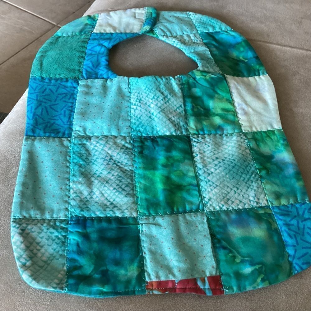 NWT. Hand Crafted Quilted Reversible Baby Bib
